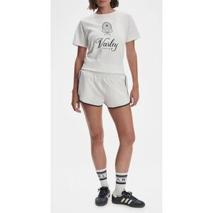 NWT Varley Arlington Running Short 2 White Navy Trim Women's Size‎ S